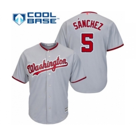 Youth Washington Nationals #5 Adrian Sanchez Authentic Grey Road Cool Base Baseball Player Jersey
