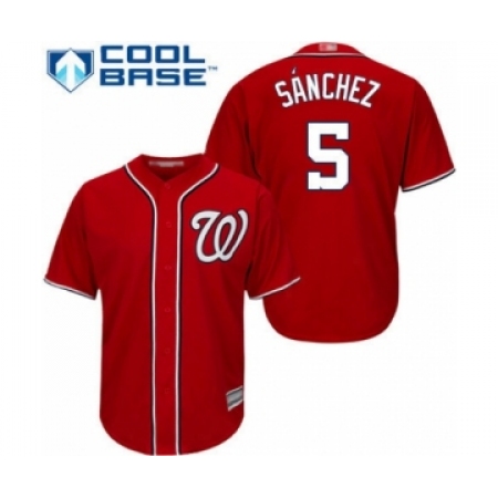 Youth Washington Nationals #5 Adrian Sanchez Authentic Red Alternate 1 Cool Base Baseball Player Jersey