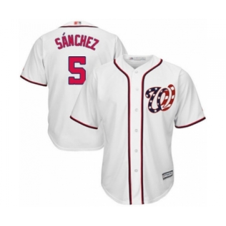 Youth Washington Nationals #5 Adrian Sanchez Authentic White Home Cool Base Baseball Player Jersey