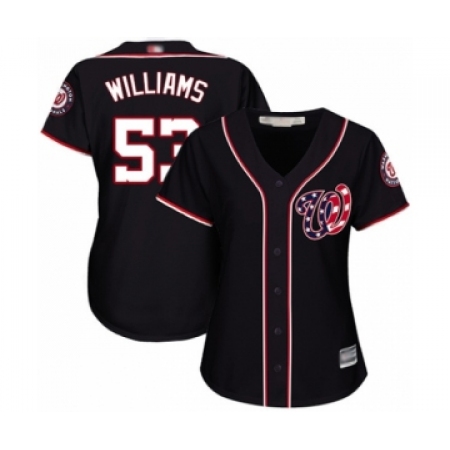 Women's Washington Nationals #53 Austen Williams Authentic Navy Blue Alternate 2 Cool Base Baseball Player Jersey