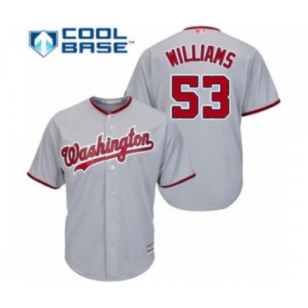 Youth Washington Nationals #53 Austen Williams Authentic Grey Road Cool Base Baseball Player Jersey