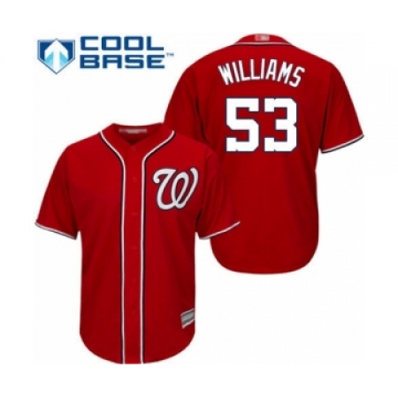 Youth Washington Nationals #53 Austen Williams Authentic Red Alternate 1 Cool Base Baseball Player Jersey