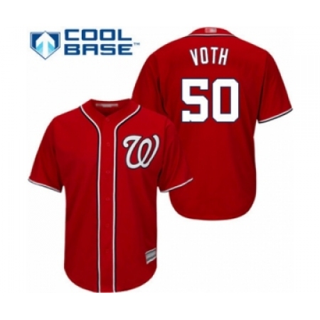 Youth Washington Nationals #50 Austin Voth Authentic Red Alternate 1 Cool Base Baseball Player Jersey