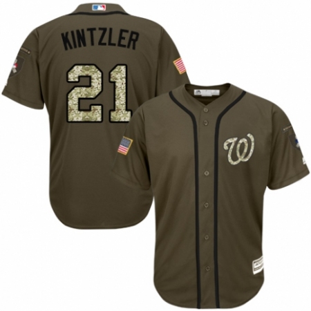 Men's Majestic Washington Nationals #21 Brandon Kintzler Authentic Green Salute to Service MLB Jersey