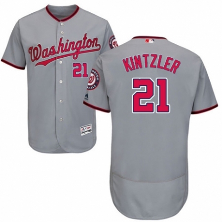 Men's Majestic Washington Nationals #21 Brandon Kintzler Grey Road Flex Base Authentic Collection MLB Jersey