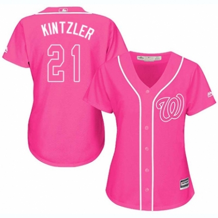 Women's Majestic Washington Nationals #21 Brandon Kintzler Authentic Pink Fashion Cool Base MLB Jersey