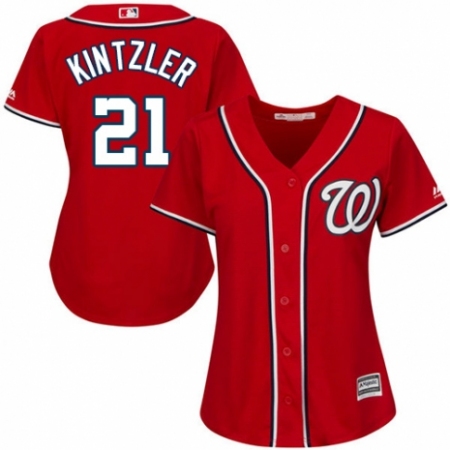 Women's Majestic Washington Nationals #21 Brandon Kintzler Authentic Red Alternate 1 Cool Base MLB Jersey