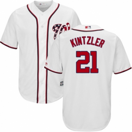 Youth Majestic Washington Nationals #21 Brandon Kintzler Authentic White Home Cool Base MLB Jersey