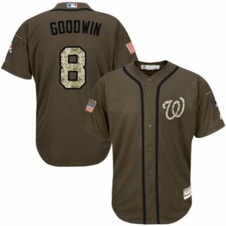 Youth Majestic Washington Nationals #8 Brian Goodwin Authentic Green Salute to Service MLB Jersey