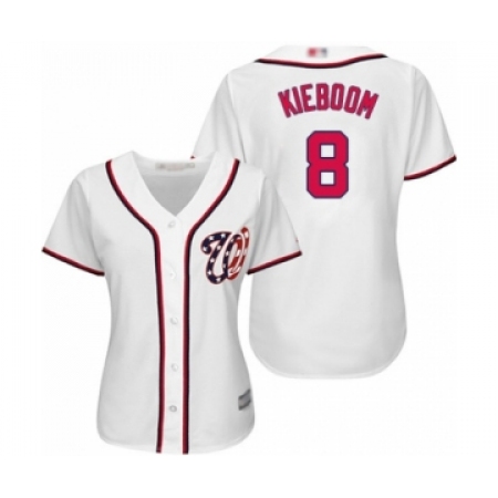 Women's Washington Nationals #8 Carter Kieboom Authentic White Home Cool Base Baseball Player Jersey