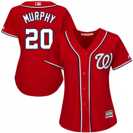 Women's Majestic Washington Nationals #20 Daniel Murphy Authentic Red Alternate 1 Cool Base MLB Jersey