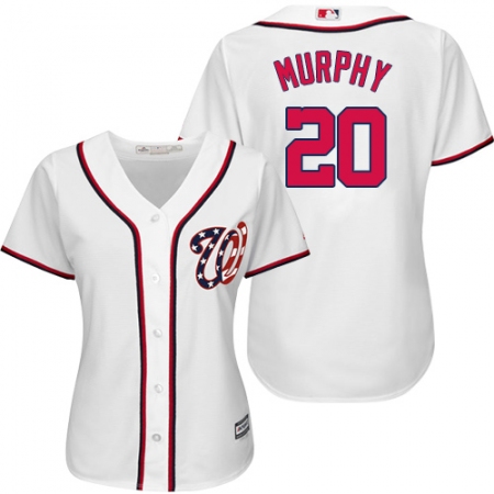 Women's Majestic Washington Nationals #20 Daniel Murphy Authentic White Home Cool Base MLB Jersey