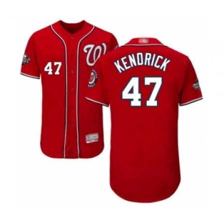 Men's Washington Nationals #47 Howie Kendrick Red Alternate Flex Base Authentic Collection 2019 World Series Bound Baseball Jersey