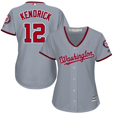 Women's Majestic Washington Nationals #12 Howie Kendrick Replica Grey Road Cool Base MLB Jersey