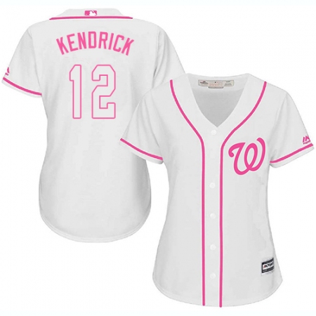 Women's Majestic Washington Nationals #12 Howie Kendrick Replica White Fashion Cool Base MLB Jersey