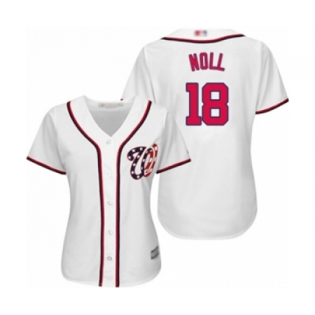 Women's Washington Nationals #18 Jake Noll Authentic White Home Cool Base Baseball Player Jersey