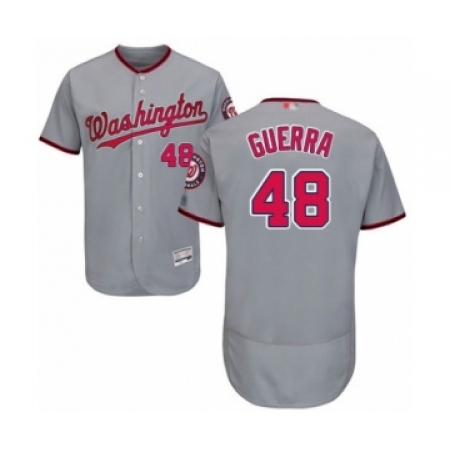 Men's Washington Nationals #48 Javy Guerra Grey Road Flex Base Authentic Collection Baseball Player Jersey