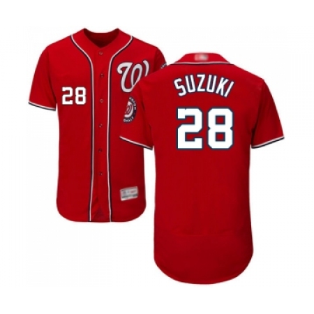 Men's Washington Nationals #28 Kurt Suzuki Red Alternate Flex Base Authentic Collection Baseball Jersey