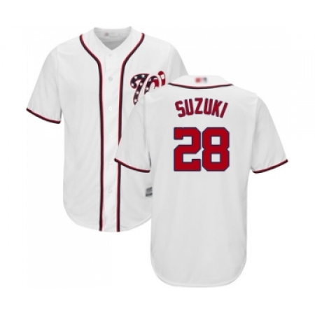 Men's Washington Nationals #28 Kurt Suzuki Replica White Home Cool Base Baseball Jersey