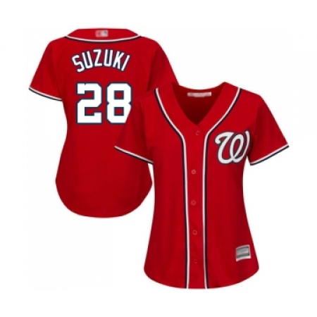 Women's Washington Nationals #28 Kurt Suzuki Replica Red Alternate 1 Cool Base Baseball Jersey