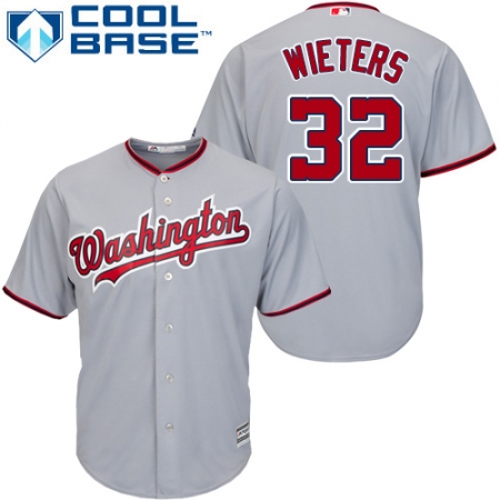 Youth Majestic Washington Nationals #32 Matt Wieters Authentic Grey Road Cool Base MLB Jersey