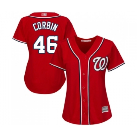 Women's Washington Nationals #46 Patrick Corbin Replica Red Alternate 1 Cool Base Baseball Jersey