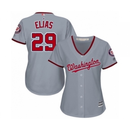 Women's Washington Nationals #29 Roenis Elias Authentic Grey Road Cool Base Baseball Player Jersey