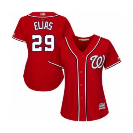 Women's Washington Nationals #29 Roenis Elias Authentic Red Alternate 1 Cool Base Baseball Player Jersey