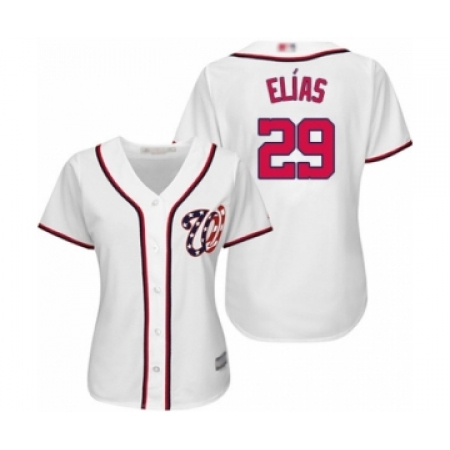Women's Washington Nationals #29 Roenis Elias Authentic White Home Cool Base Baseball Player Jersey