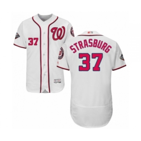 Men's Washington Nationals #37 Stephen Strasburg White Home Flex Base Authentic Collection 2019 World Series Bound Baseball Jersey