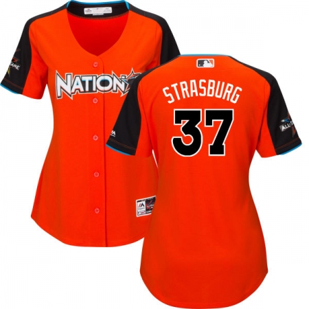 Women's Majestic Washington Nationals #37 Stephen Strasburg Authentic Orange National League 2017 MLB All-Star MLB Jersey