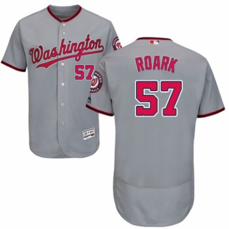 Men's Majestic Washington Nationals #57 Tanner Roark Grey Road Flex Base Authentic Collection MLB Jersey