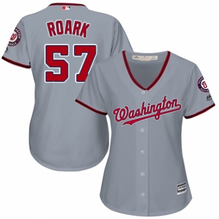 Women's Majestic Washington Nationals #57 Tanner Roark Authentic Grey Road Cool Base MLB Jersey