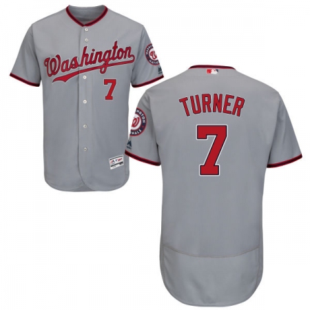 Men's Majestic Washington Nationals #7 Trea Turner Grey Flexbase Authentic Collection MLB Jersey