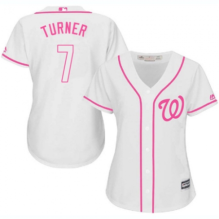 Women's Majestic Washington Nationals #7 Trea Turner Authentic White Fashion Cool Base MLB Jersey