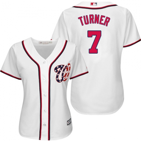 Women's Majestic Washington Nationals #7 Trea Turner Authentic White Home Cool Base MLB Jersey