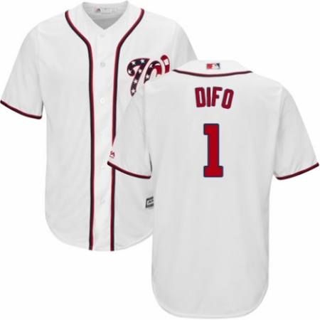 Men's Majestic Washington Nationals #1 Wilmer Difo Replica White Home Cool Base MLB Jersey
