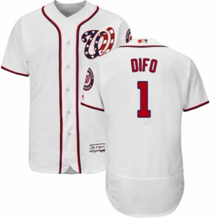 Men's Majestic Washington Nationals #1 Wilmer Difo White Home Flex Base Authentic Collection MLB Jersey