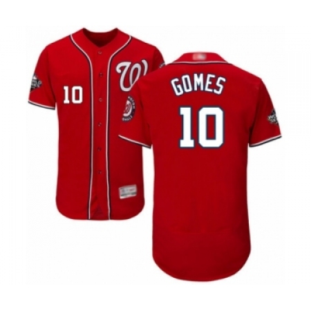 Men's Washington Nationals #10 Yan Gomes Red Alternate Flex Base Authentic Collection 2019 World Series Bound Baseball Jersey