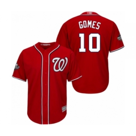 Youth Washington Nationals #10 Yan Gomes Authentic Red Alternate 1 Cool Base 2019 World Series Bound Baseball Jersey
